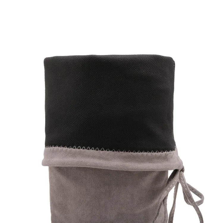 NASBAVI new Elastic Slim Fit Over The Knee Boots Women Winter thigh Lace up ladies mid heel Solid color long boot