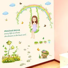 Качели для девочек съемные наклейки на стену Детская комната стена спальни, декоративный наклейки XL7083