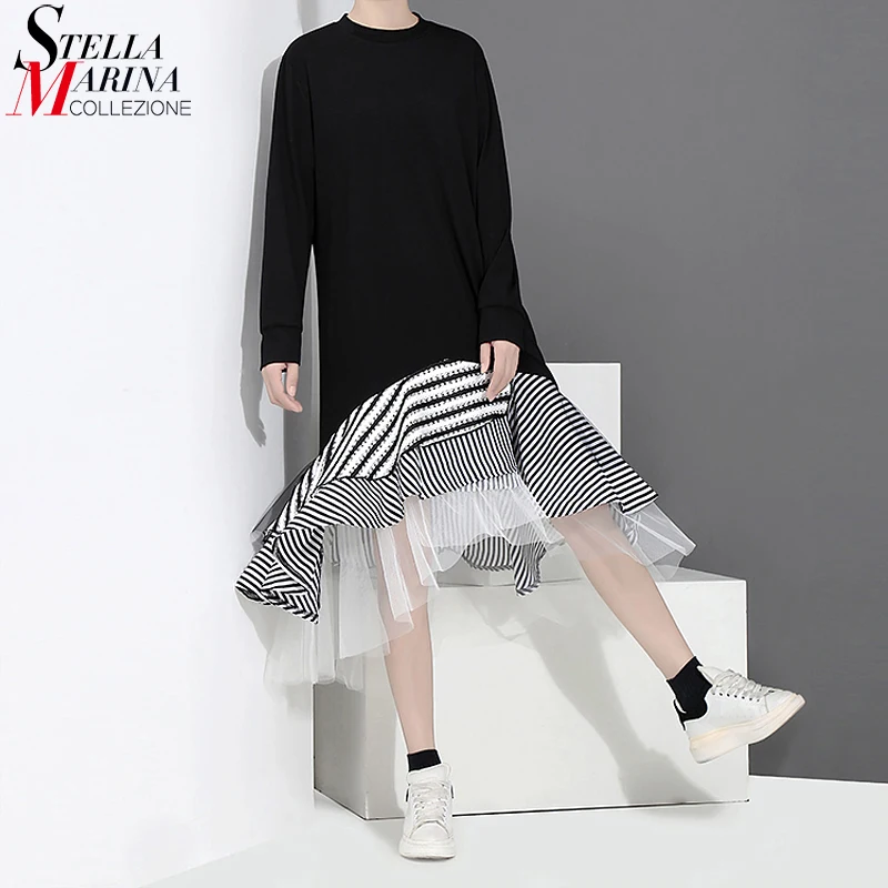 black trumpet sleeve dress