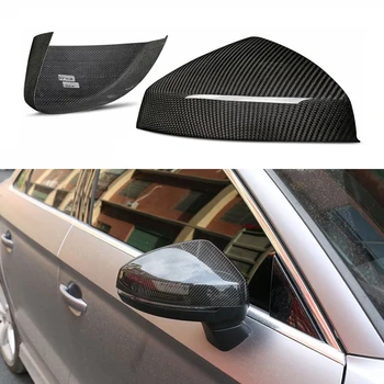 

For Audi RS3 A3 8V S3 Carbon Mirror Cover Rear View With & Without Lane Side Assist Replacement Gloss Black 2014-2017 2018 2019