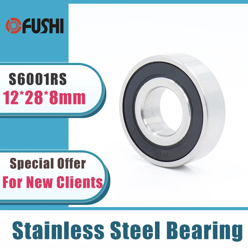 STAINLESS STEEL BEARING S16001-2RS RUBBER SEALED ID 12mm OD 28mm WIDTH 8mm