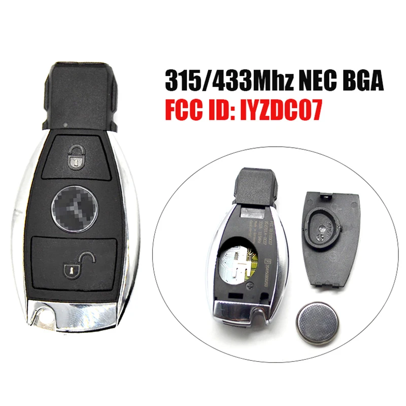 ME001A Smart car keyless entry 2button 315/434Mhz for Mercedes-Benz 2000+ NEC BGA remote car key