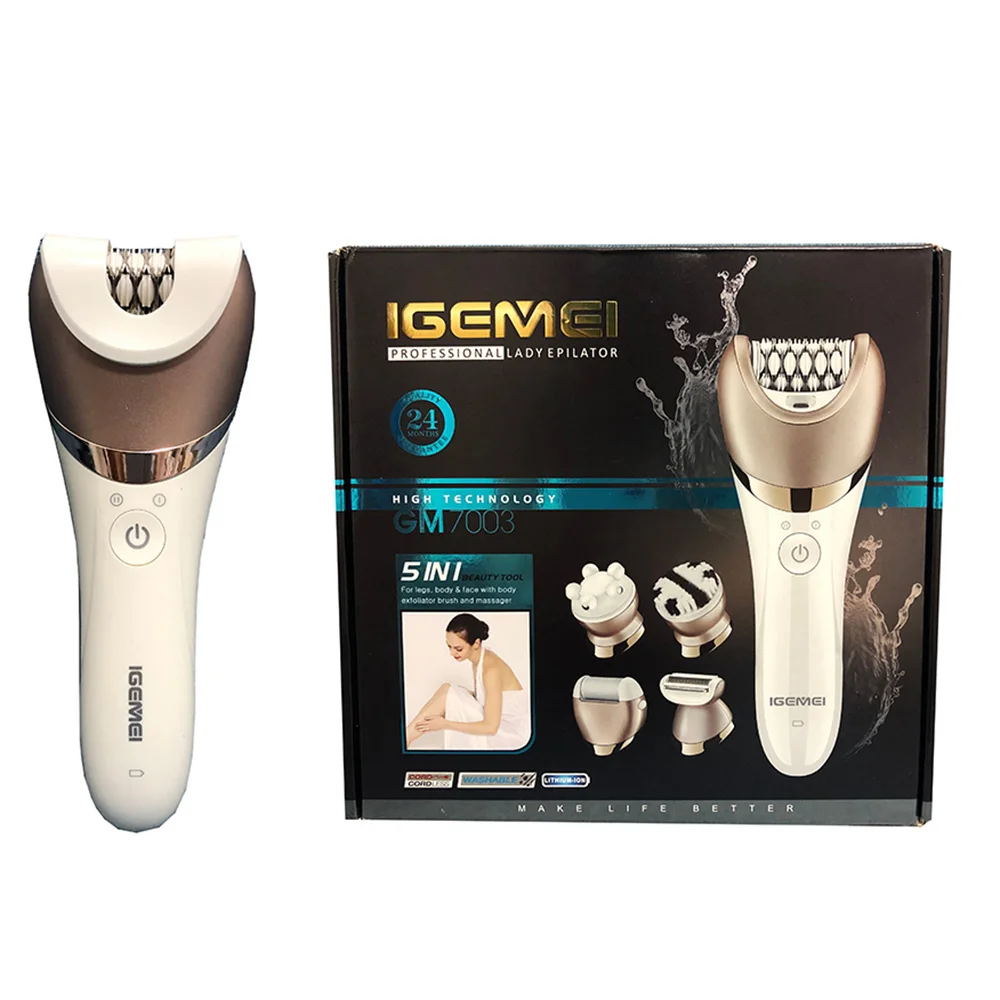 5 in1 Wet Dry Women Shaver Female Epilator Shaving Machine Lady Hair Removal Trimmer for Face bikini body leg underarms | Бытовая