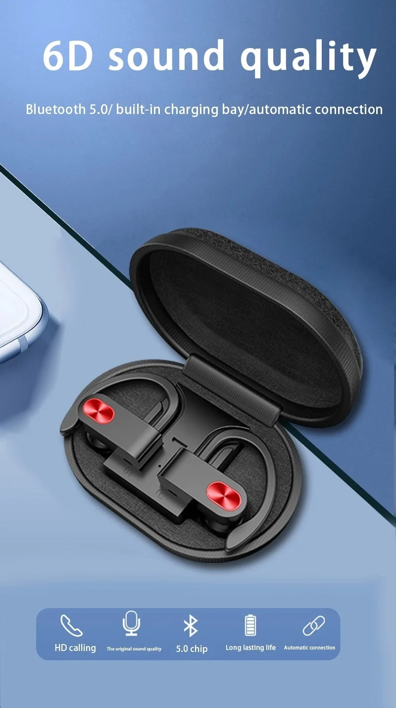 New Wireless Headphone Bluetooth V5.0 TWS Earphone A9 Ear Hook Sport Headset Noise Cancelling Stereo Earbuds With MIC