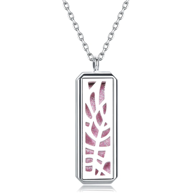New Rectangle Magnetic Aroma Diffuser Locket Pendant Jewelry Stainless Steel Perfume Necklace Aromatherapy Essential Oil Locket - Окраска металла: 17