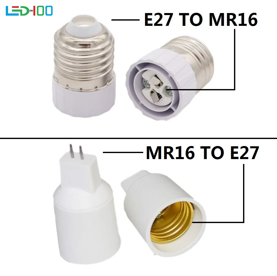 E27 To MR16 Base Converter E27 Lamp Holder Adapter Screw Socket MR16 GU5.3 To E27 LED Bulb Parts Caremic LED Light Lamp Adapter