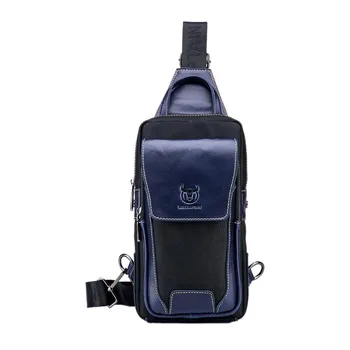 

Bullcaptain Fashion Genuine Leather Crossbody Bags for Men Messenger Chest Bag Packs Travel Single Shoulder Strap Packs
