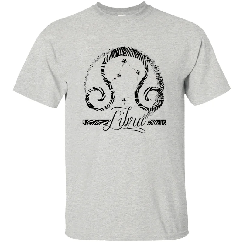 Men-Gray Новая мода весы Знак зодиака сентябрь октября подарок на день рождения футболка для мужчин и женщин Новинка Мужская футболка против морщин - Цвет: Men-Gray
