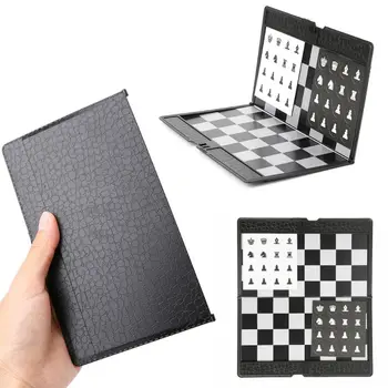 

Pocket Folding Magnetic International Chess Set Board Checkers Traveler Plane27RD
