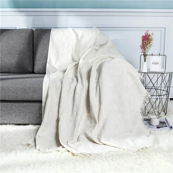 

European Modern Throw Blanket Solid Color Cotton Sofa Towel Hanging Tapestry Comfortable Sofa Bed Plane Travel Blanket
