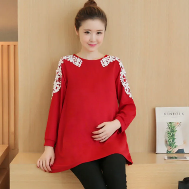 

Maternity Clothes 2018 Spring And Autumn New Style Korean-style Large Size Lace Upper Garment Long Sleeve Pregnant Women Dress