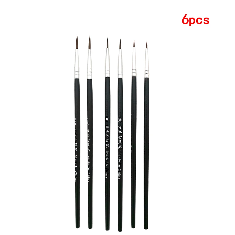 6Pcs/Set 3 Colors Fine Hand-Painted Thin Hook Line Pen Nylon Drawing Art Pen Paint Brush Art Supplies Nylon Brush Painting painting brushes,paint pen,art pens
