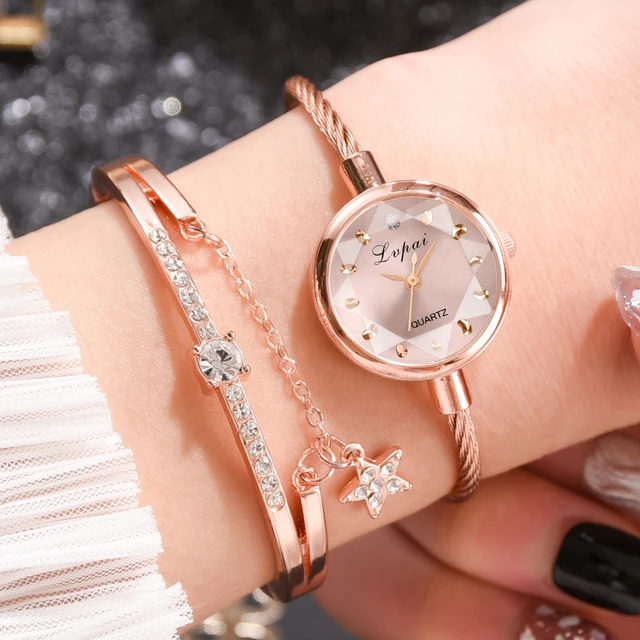 Brand Rose Gold Luxury Women Dress watches Girls Quartz watch Bracelet  watch Ladies Fashion Crystal Wristwatch Relogio Feminino - OnshopDeals.Com