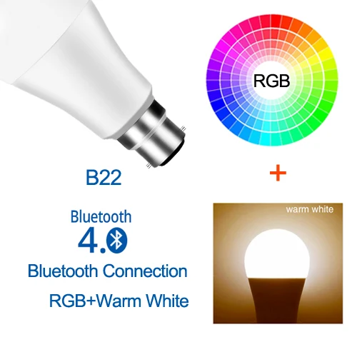 B22 умная Светодиодная лампа E27 RGBW 15 Вт WiFi лампа Bluetooth 4,0 умная лампа RGB+ белый цвет изменение затемнения AC85-265V гостиничная кухонная лампа - Испускаемый цвет: B22 RGBWW Bluetooth
