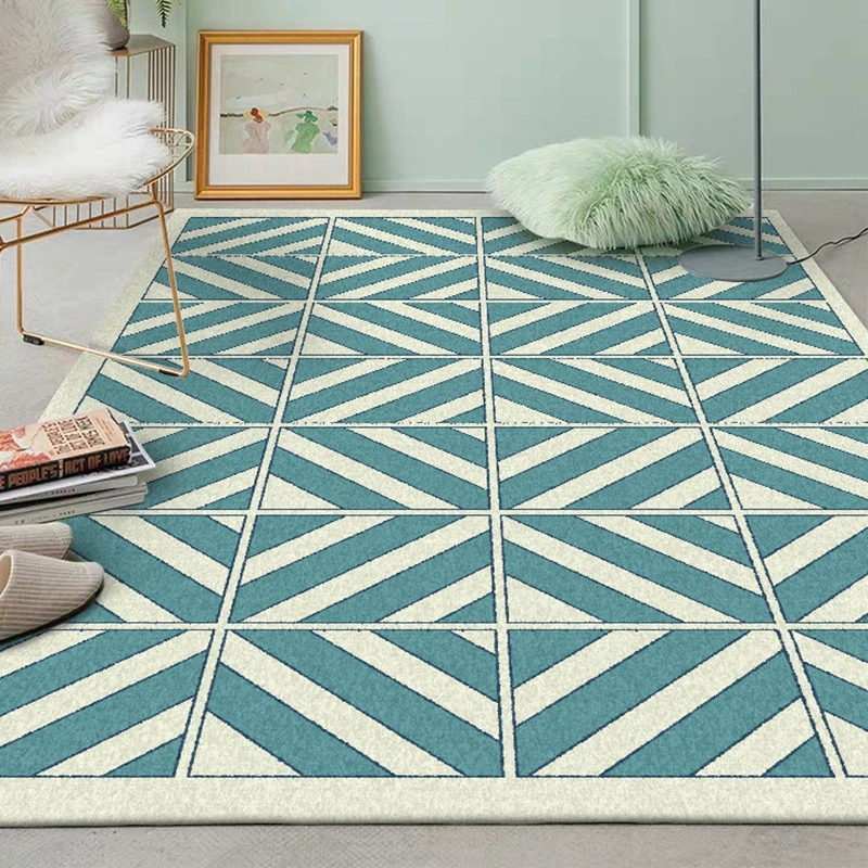 

Nordic Modern Style Geometric Blue Soft Carpet and Rug Living Room Non-Slip Floor Mat Kids Room Area Rug Bedroom Bedside Tapetes