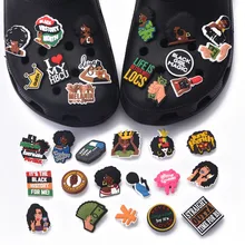 

1 pcs Balck Lives Matter Shoe Charms Soft PVC JIBZ Decorations Accessories Black Girl Magic for Clog Shoes Charm for Girl Gift