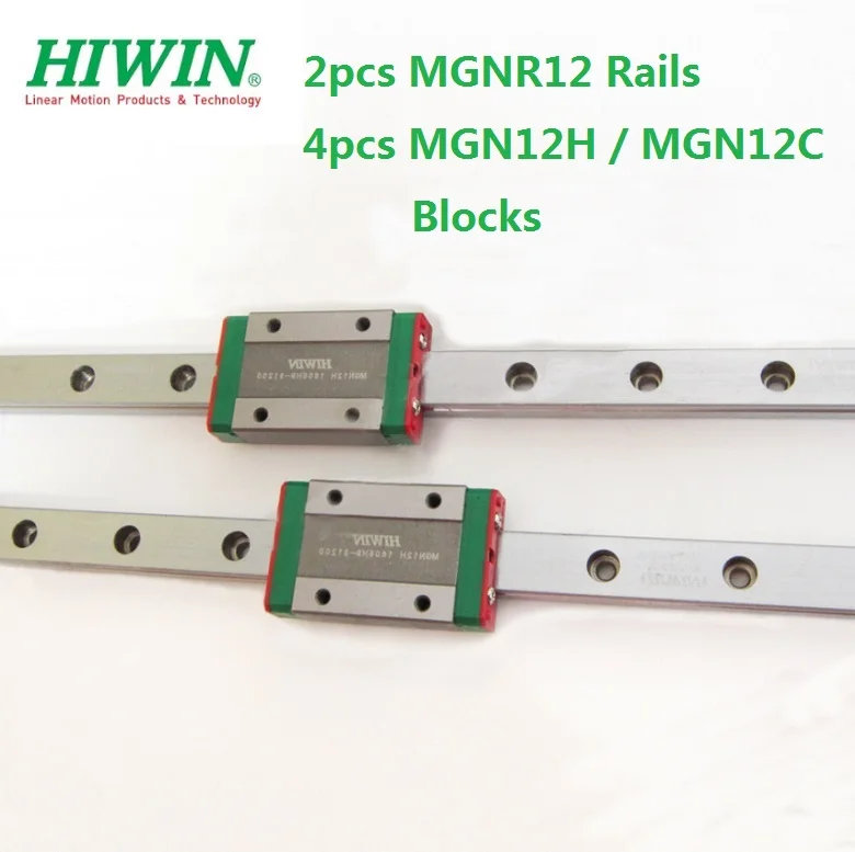 Оригинальные рельсы Hiwin MGNR12 -L 100 мм/200 мм/300 мм/330 мм/400 мм/500 мм/600 мм + 4 блока MGN12H / MGN12C
