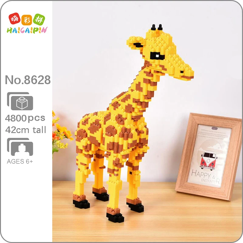 Xizai 8010 мультфильм желтый жираф стенд дикие животные Домашние 3D модель DIY Мини