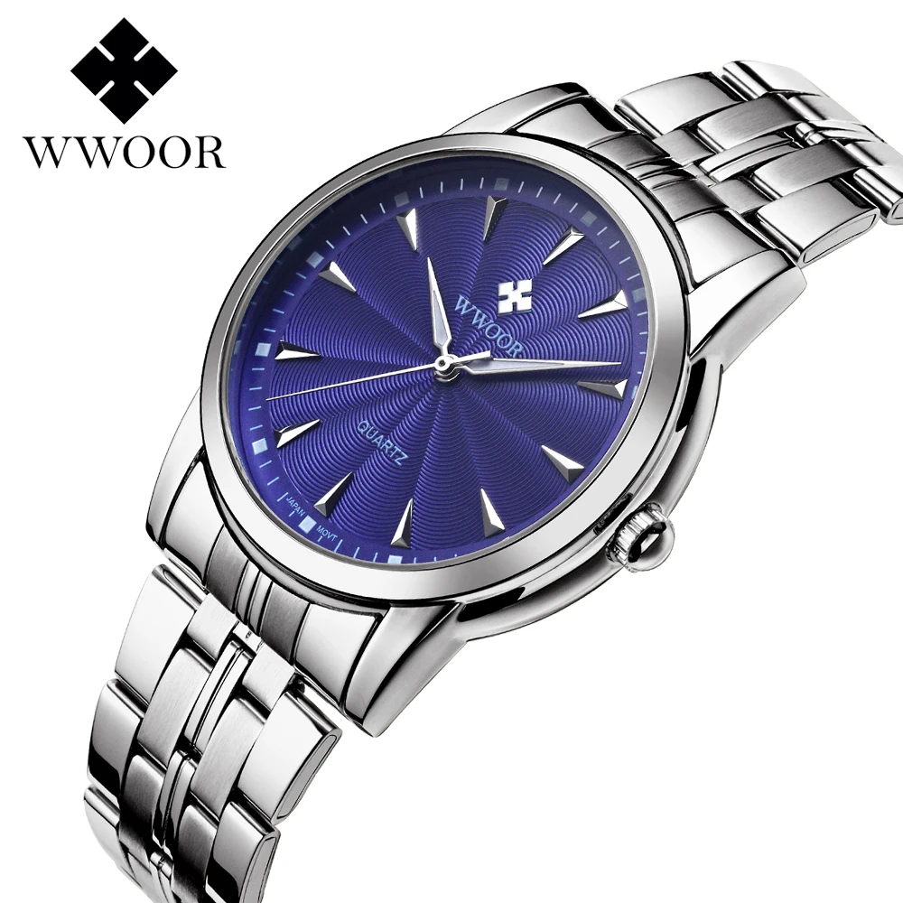 

WWOOR Relogio MasculinoLuxury Brand Full Steel Male Simple Quartz Watch Men Fashion Casual Waterproof Wristwatch Reloj Hombre