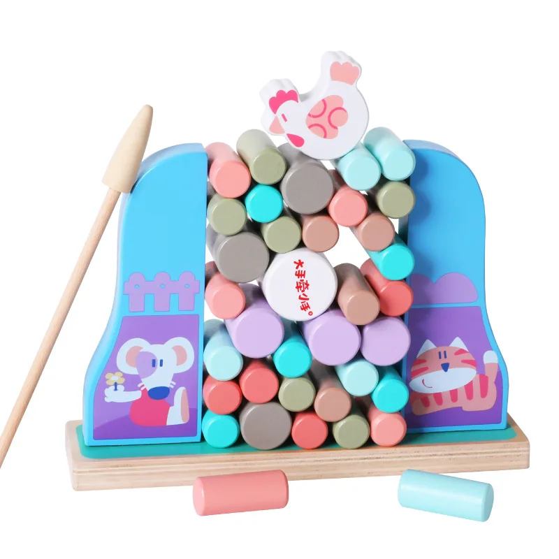 baby Toys Toddler Toys Sorting, Nesting & Stacking toys Parent-child pushing the wall wooden blocks baby Stacking toy juguetes