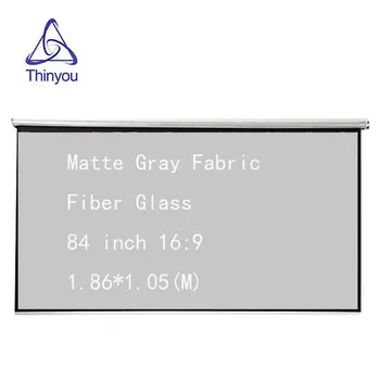

Thinyou 84 inch 16:9 Matte Gray Fabric Fiber Glass Hand Projector Screen Gain Wall Ceiling Manual Pull Down For Home Office