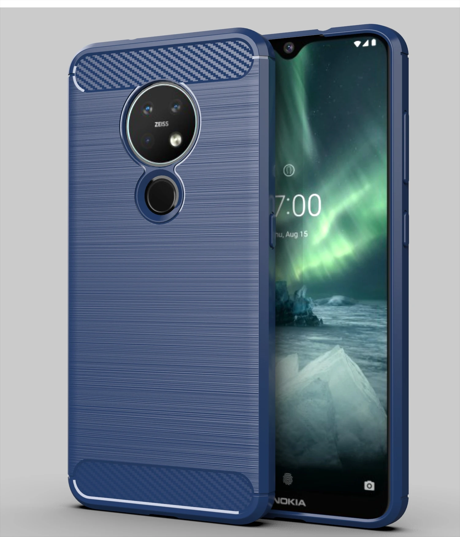 Синий Матовый Мягкий силиконовый чехол-бампер из углеродного волокна для Nokia 7,2 6,2, защитный чехол для телефона Nokia 7,2 6,2, чехол для телефона - Цвет: Синий