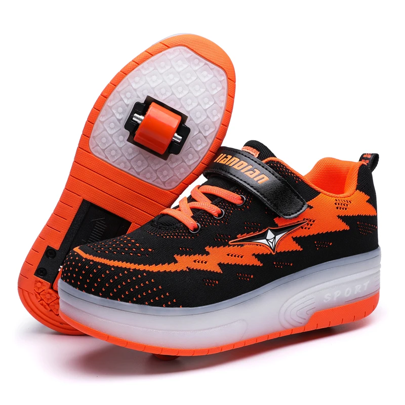 Heelys USB зарядка светодиодный светильник кроссовки с двумя колесами для мальчиков