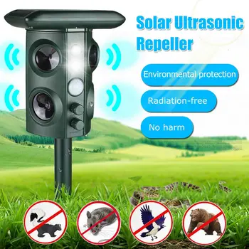 

Behogar Animal Repellent Outdoor Solar Powered Ultrasonic PIR Sensor Dog Cat Pest Birds Snake Repeller for Yard Lawn Garden