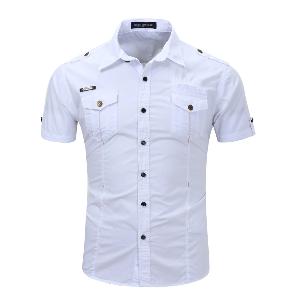 Spring Brand Men's Shirt Business Slim Fit Short Sleeve Casual Shirts Solid Quick-Dry Breathable Male Clothing EUR Size 3XL