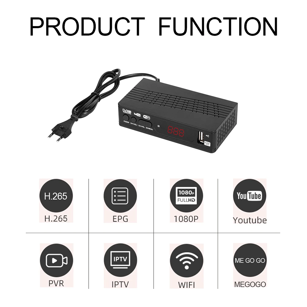 Smart TV BOX STB DVD HIFI Amplifier STB 1080P Digital Set Top TV Box Converter DVB-T2 H.265 Video Display Receiver EU 1080P