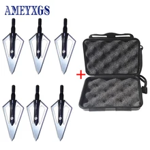 

3/6pcs Hunting Broadheads 4 Blades Arrowheads with Storage Box For Bow And Crossbow Arrow Head Stainless Steel for Compound Bow