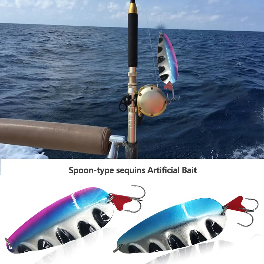 

Spoon-type lure Sequins Artificial Baits Reusable Casting Lure Jigging Spoon With Single Treble Fishhook Fishing Accessories