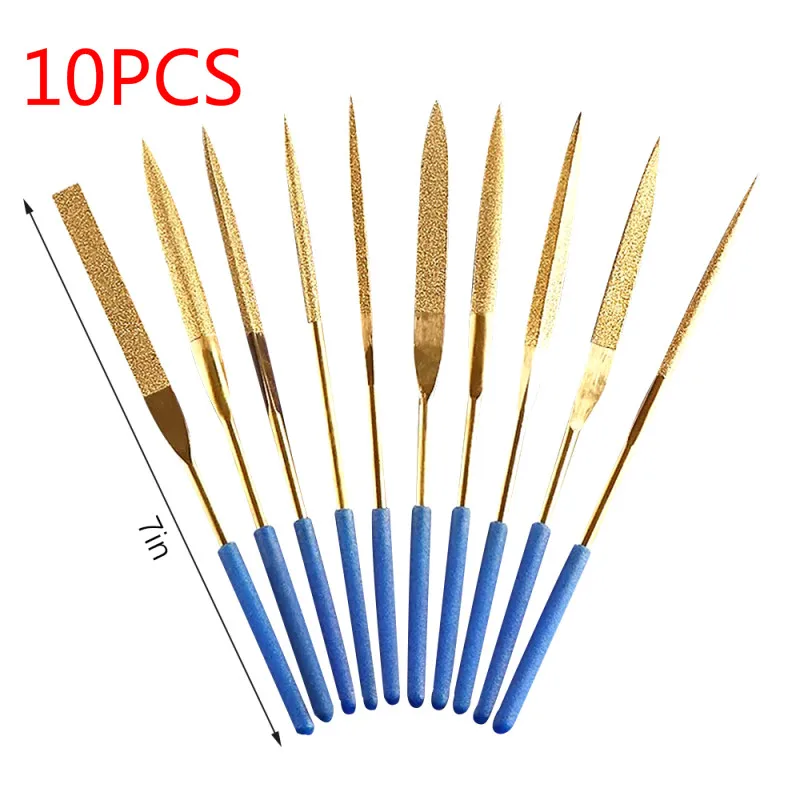 

New 10Pcs/Set Diamond Coated Needle Files Mini Wood Carving Ti Plated Great Rasp for Filing Cutting Filing Glass Hand File Tools