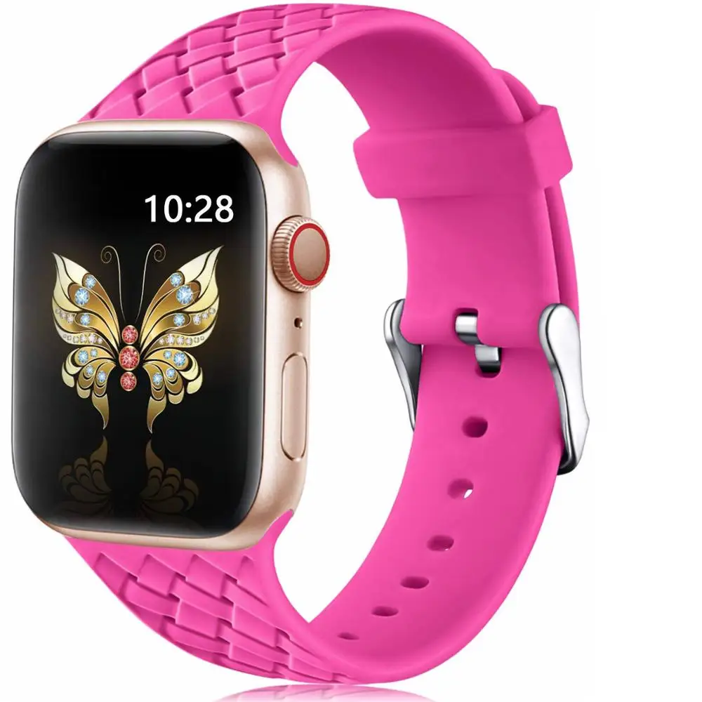 Спортивный силиконовый ремешок для apple watch 5 4 band 44 мм/40 мм correa iwatch series 5 4 3 2 1 42 мм/38 мм Резиновые наручные часы ремень - Цвет ремешка: babi pink