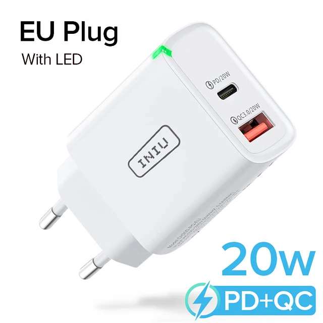 INIU LED USB Type C Charger 20W PD 3.0 QC4.0 Fast Charging Phone Charger For iPhone 13 12 11 Pro Max Samsung S21 Huawei Xiaomi 65w charger Chargers