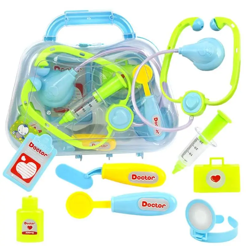 Набор инструментов для имитации лекарств, Детский Набор обучающих игрушек для доктора, набор для родителей и детей - Цвет: Синий