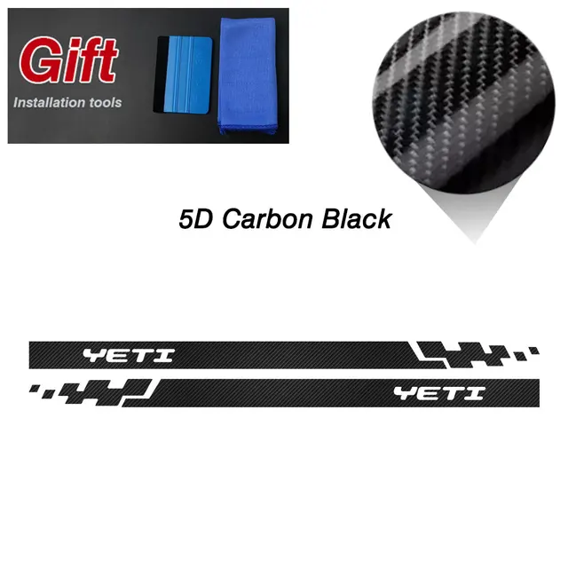 Racing Sport Car Styling Hood Engine Cover Decal Body Graphics Vinyl Side Stripes Skirt Sticker for Skoda Yeti Tuning Accessorie Side-5D Carbon Black