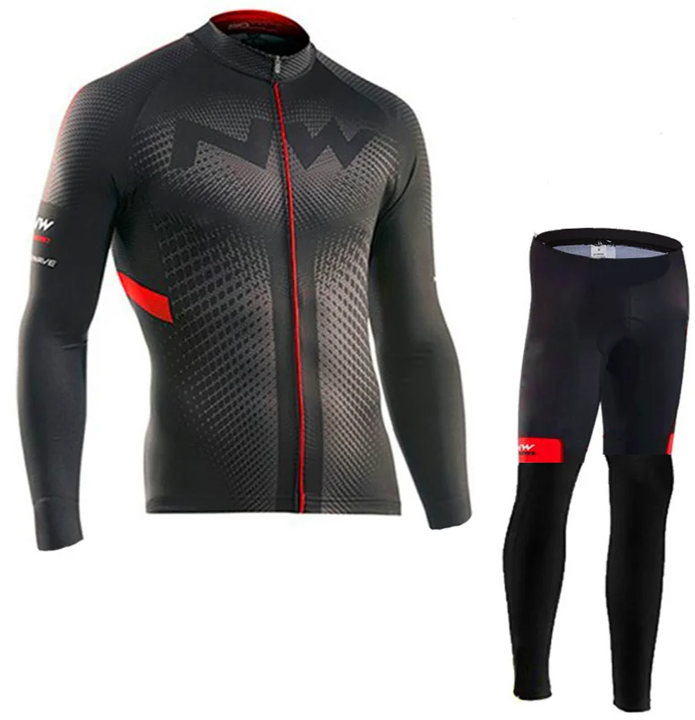 Northwave мужские велосипедные Джерси с длинными рукавами костюм велосипедиста MTB Одежда Maillot Ropa Ciclismo Hombre велосипедная одежда 9D силиконовый слюнявчик брюки - Цвет: Long sleeve suit