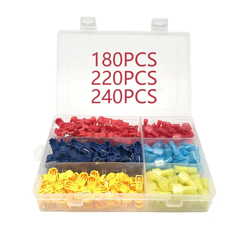

240/220/180pcs Avoid Peeling T Type Avoid The Broken Line Fast Connection Terminal Wire Clamp Card Part Line Connector