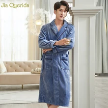 Мужской Халат фланелевый зимний ночной халат мужской банный халат синий нагрудный ремень японское кимоно халат Мужская Ночная рубашка парные халаты