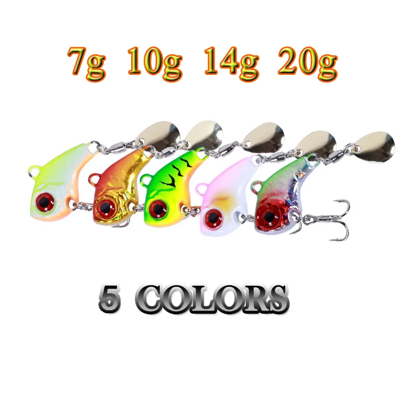 Metal Mini VIB Spoon Spin Sequin Lure Hard Bait Crankbait Vibration Spinner Sinking Fishing Spoon 7g 10g 14g 20g