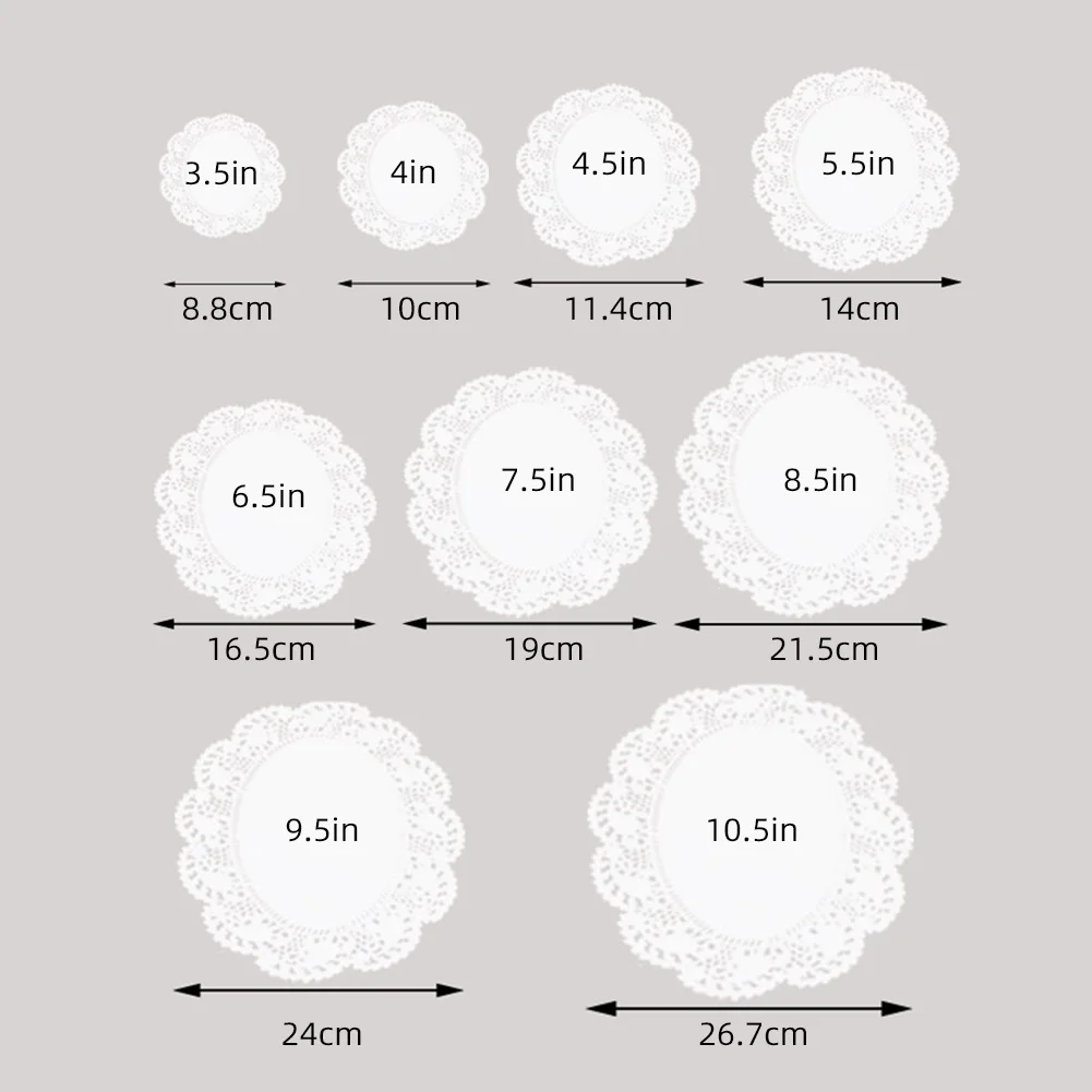 100Pcs Round Paper Lace Doilies Cake Placemat Party Wedding Baking Desssert Decoration New