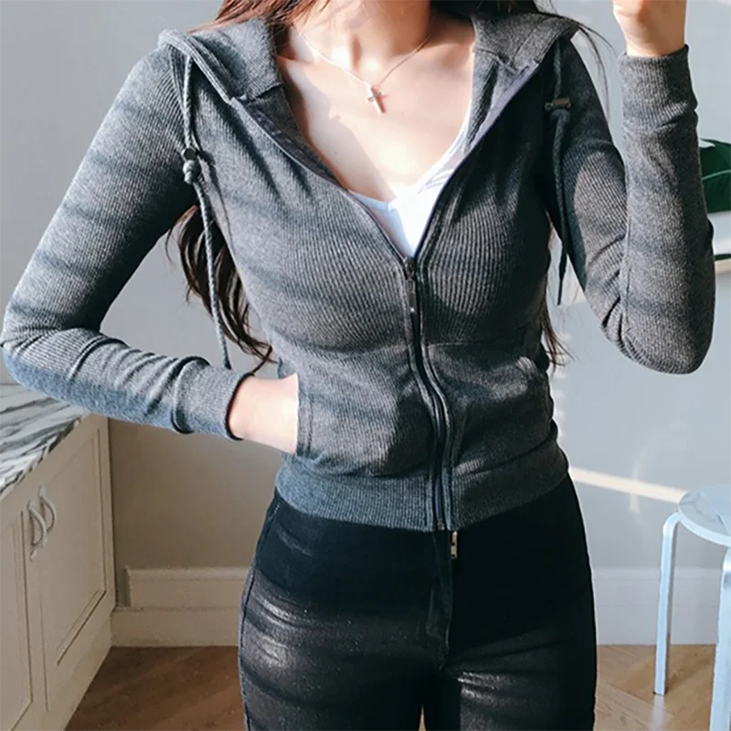 

Women Skinny Short Hoodies Women Sweatshirt Spring And Autumn Casual Tops