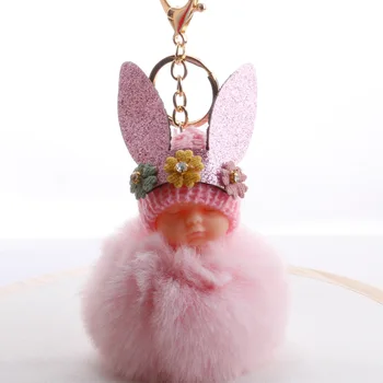 

50pcs Angel Baby Plush Doll Pendant Valentine's Day Gift Sleeping Baby Fur Ball Key Chain Gifts For Lovers WB1858
