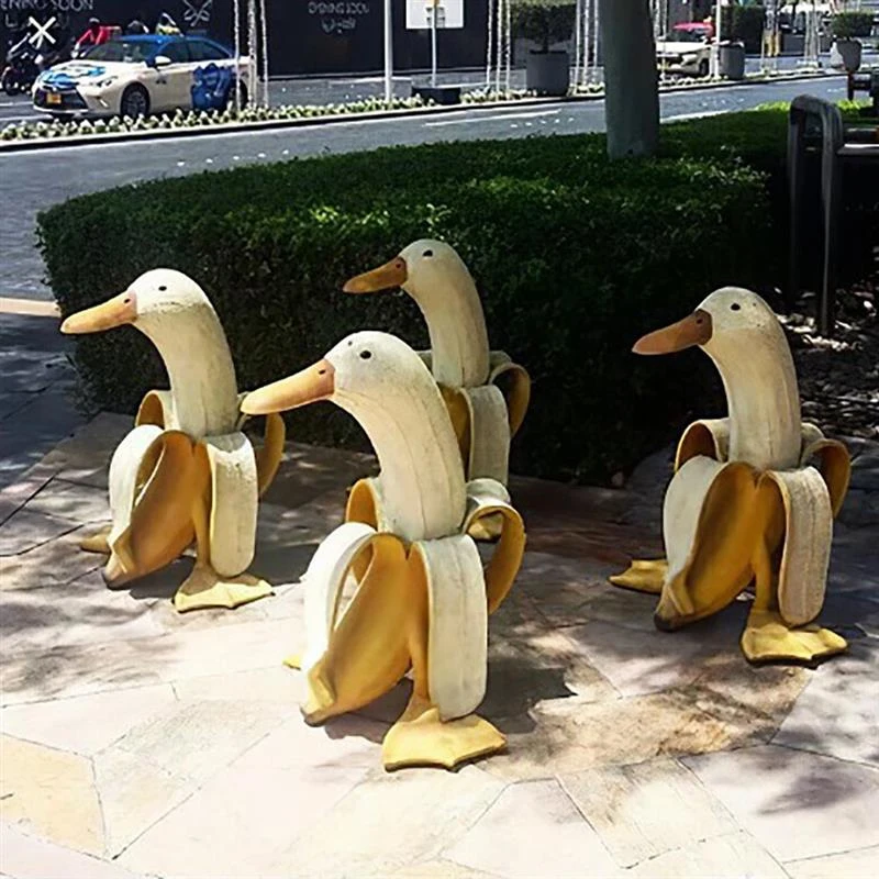 BTOSEP Ornements de statue de jardin de canard à la banane statue de jardin Statue de banane et de canard créative 
