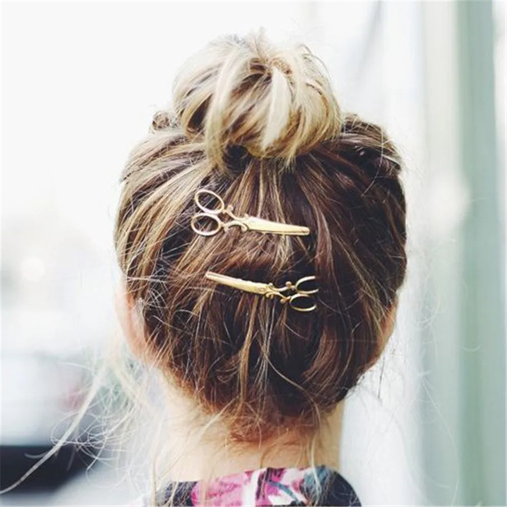 Gold Silver Creative Scissors Shape Women Lady Girls Hair Clip Delicate Hair Pin Hair Barrette Hair Accessories Decorations
