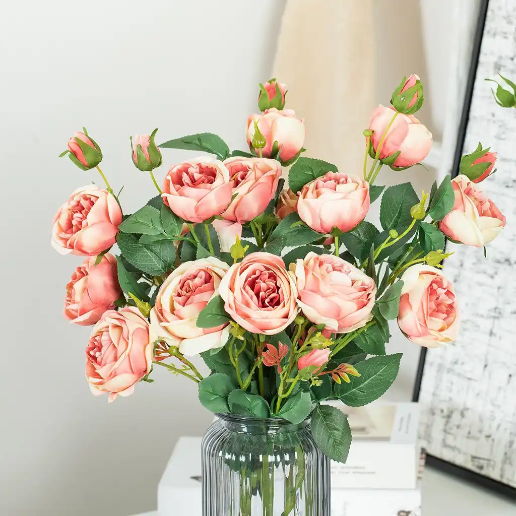 artificial fake roses flannel flower bridal bouquet wedding