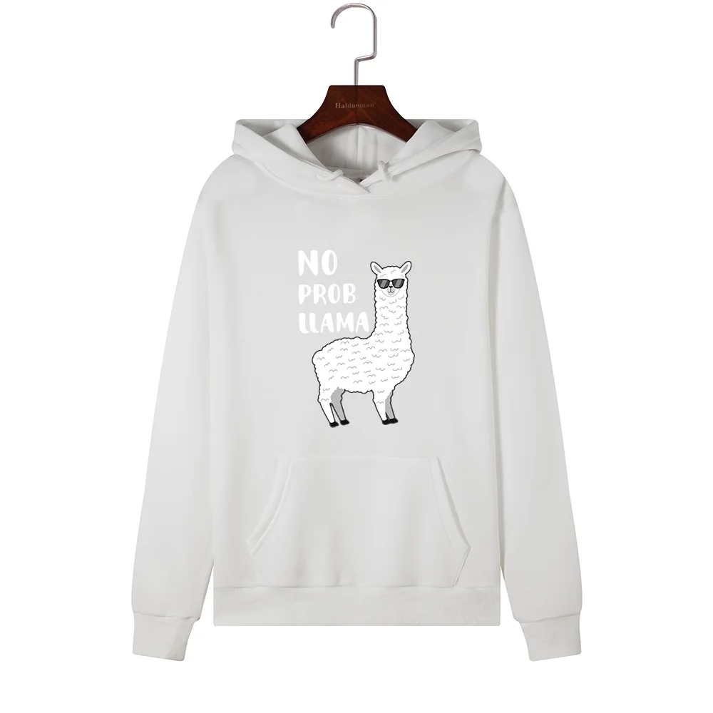 Women Hoodies Sweatshirts Hooded Sweatshirt Funny Animal Llama Print Autumn Winter Pullover Female