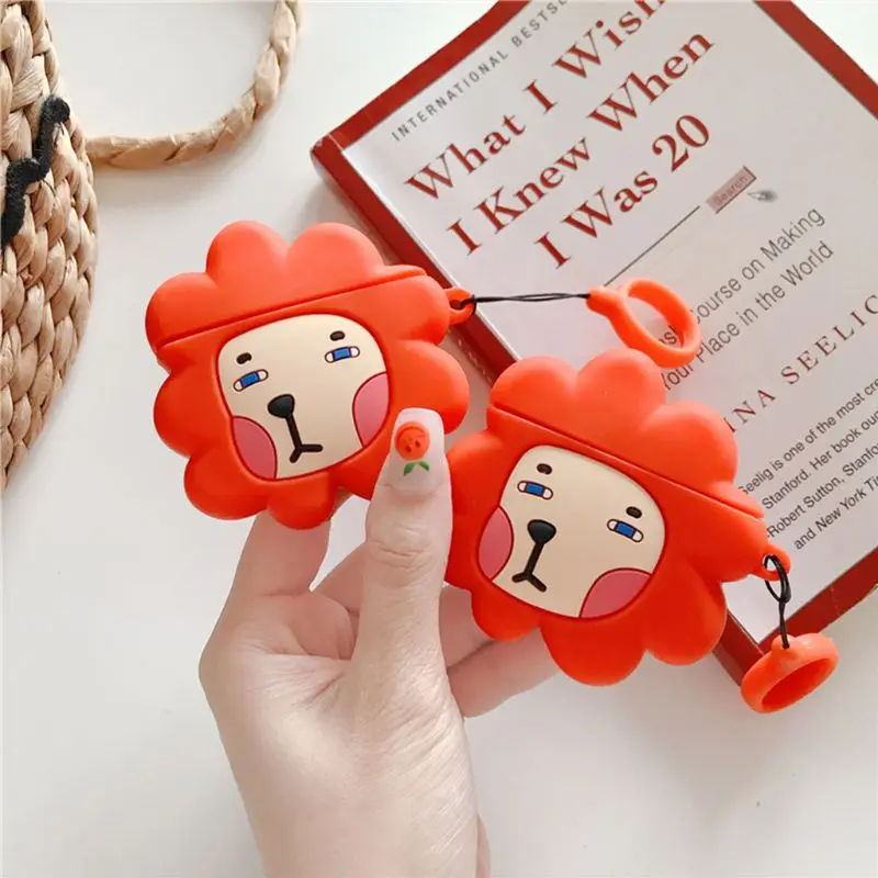 

Lion Pattern Protective Case Soft Silicone Cover for Airpods 1/2 Charging Box 3XUE