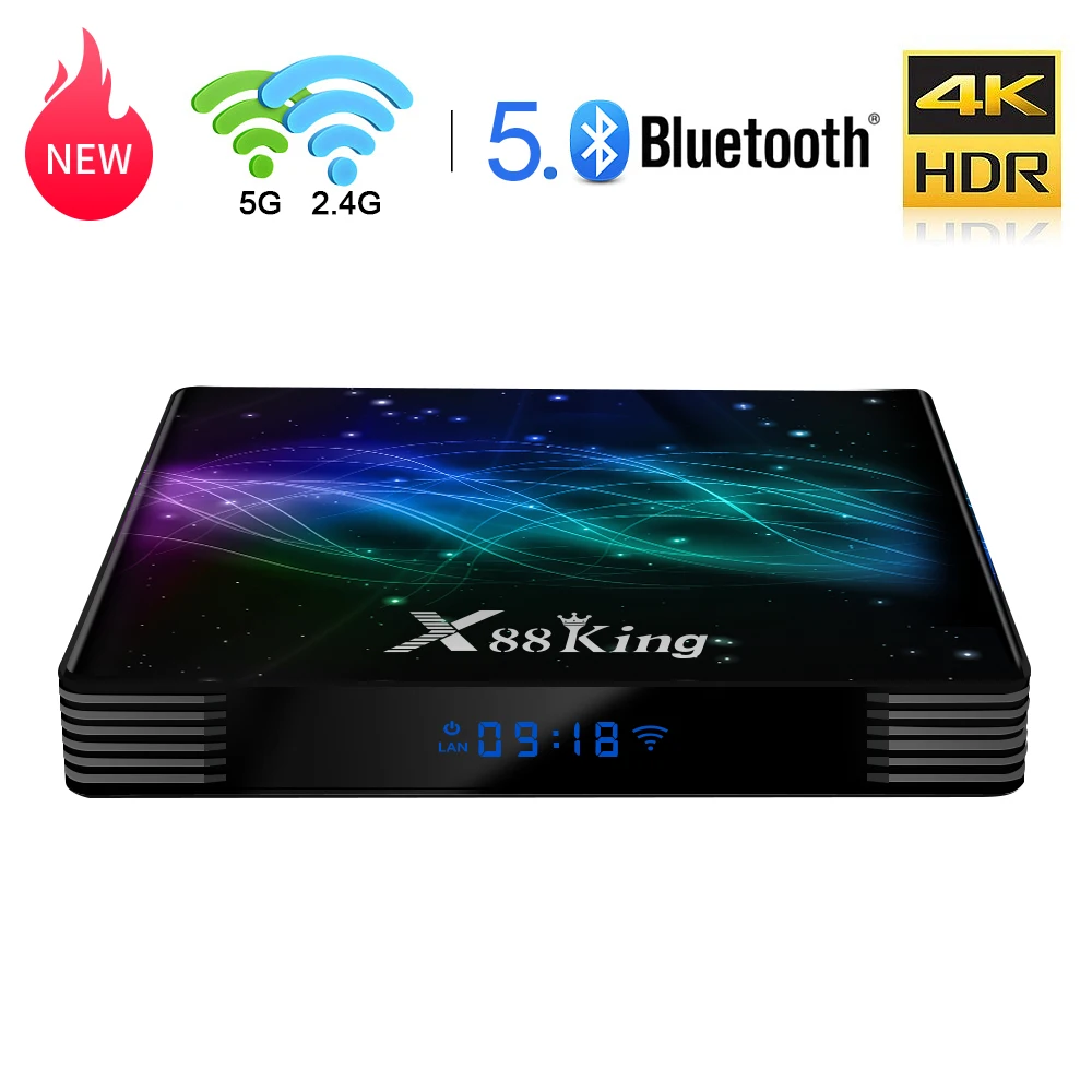 

X88 King Android 9.0 Tv Box Amlogic S922X DDR4 4GB 128GB Set Top Box 2.4G 5G Dual Wifi Bluetooth 5.0 1000M LAN 4K Media Player